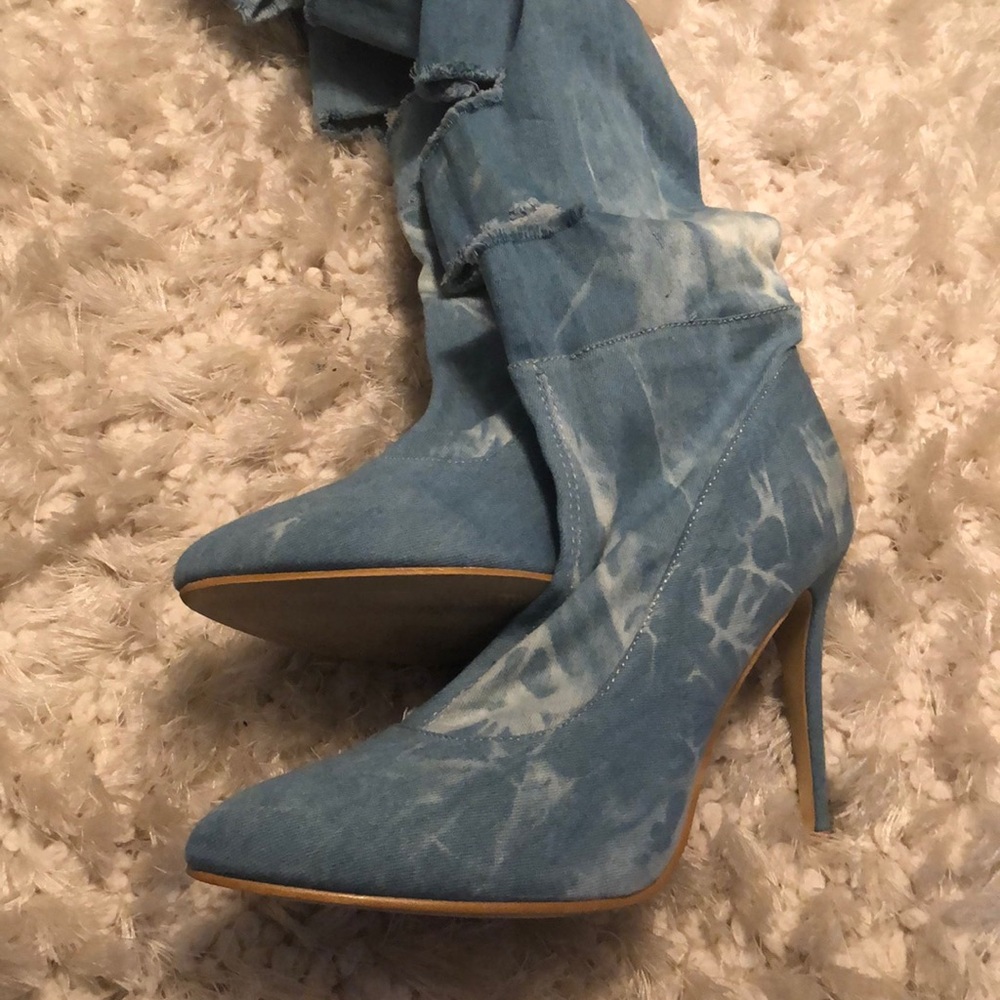 Denim over the knees boot